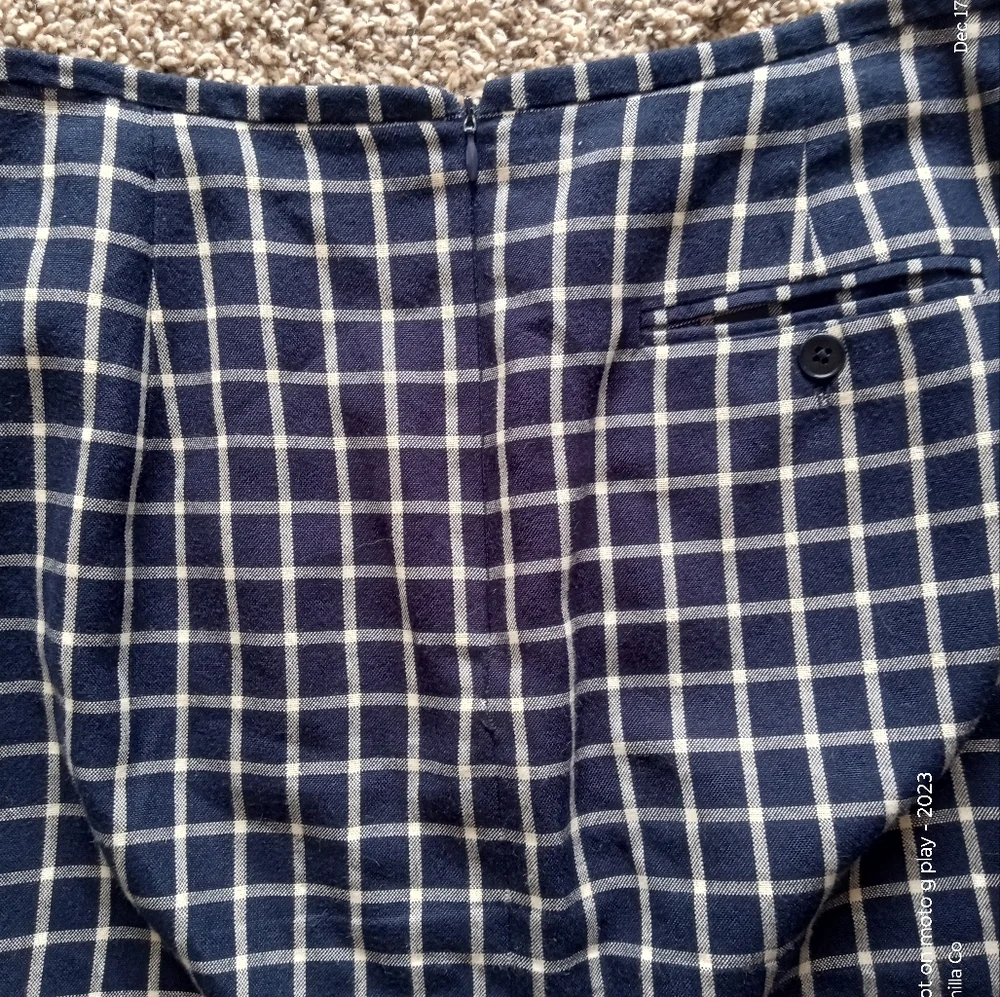 Ralph Lauren Women's Plaid Midi Skirt Cotton Blend Vintage Blue Size Large 14 - Picture 7 of 9